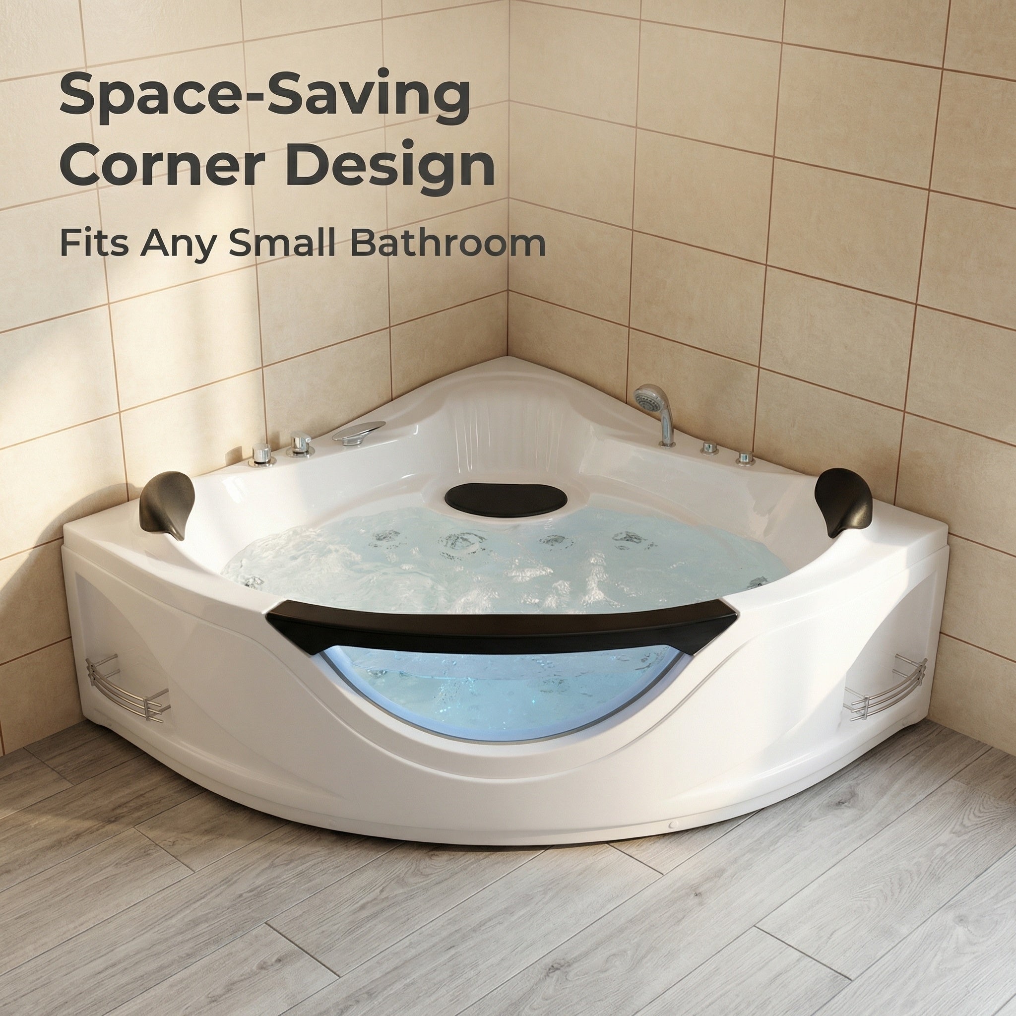 59" Corner Whirlpool Bathtub for 2-Person by HouseOfZazla