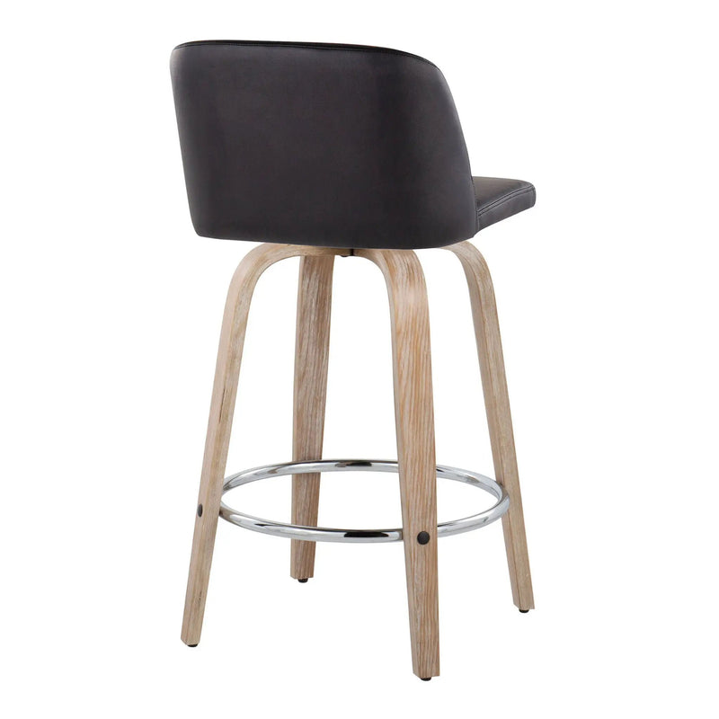 Toriano - Modern Design Fixed Height Counter Stool With Swivel With Round Footrest (Set of 2) by Unique Piece Furniture