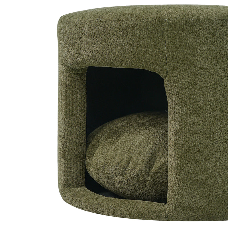 Green Pet Friendly Ottoman with Removable Pet Cushion and Hidden Pet Nook by HouseOfZazla
