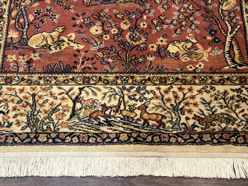 Persian Wool Rug 4x6, Tree of Life Animal Pictorials, Vintage, Power Loomed Ardakan Rug by Jewel Rugs