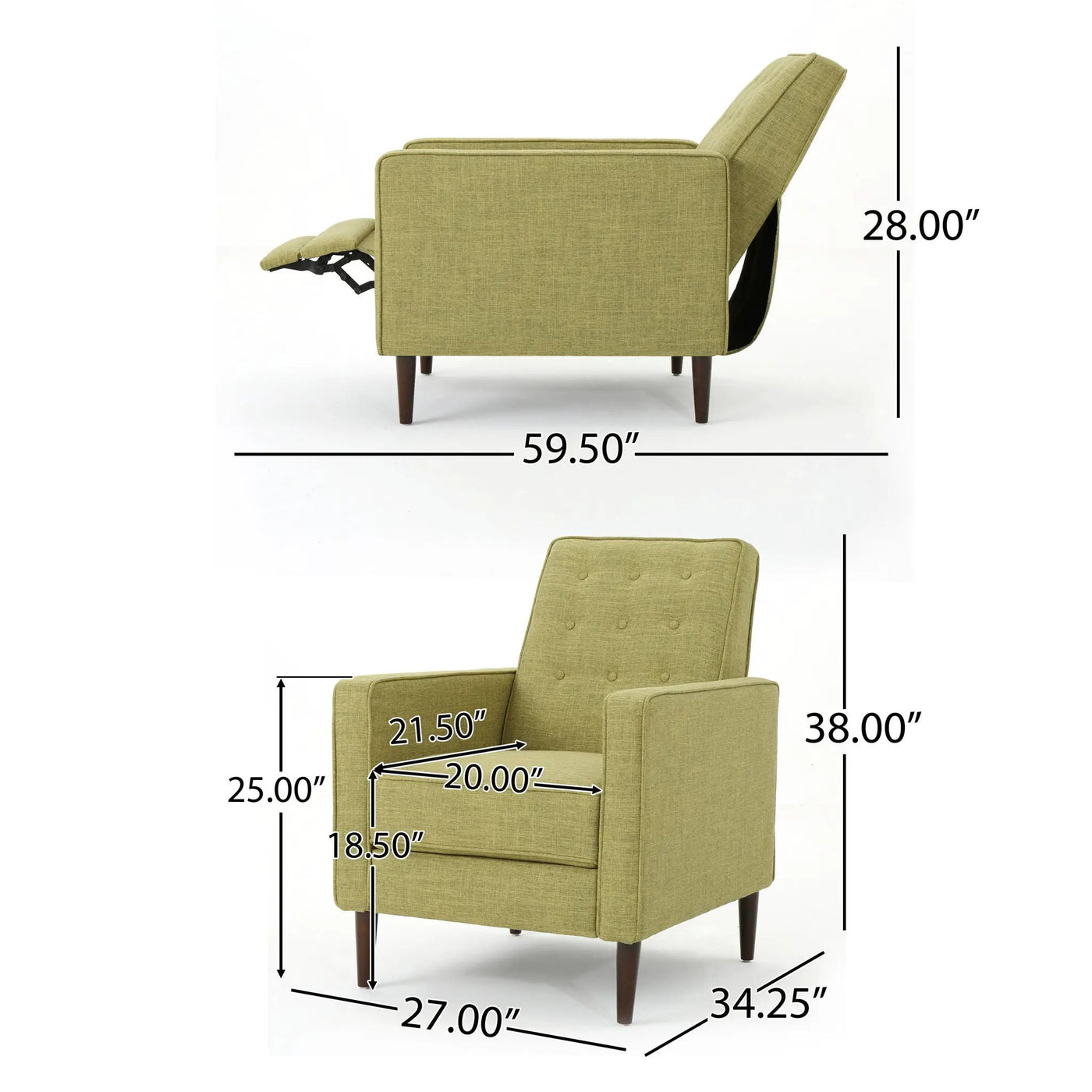 Mid-Century Modern Recliner With Button Tufted Waffle Stitch by Unique Piece Furniture