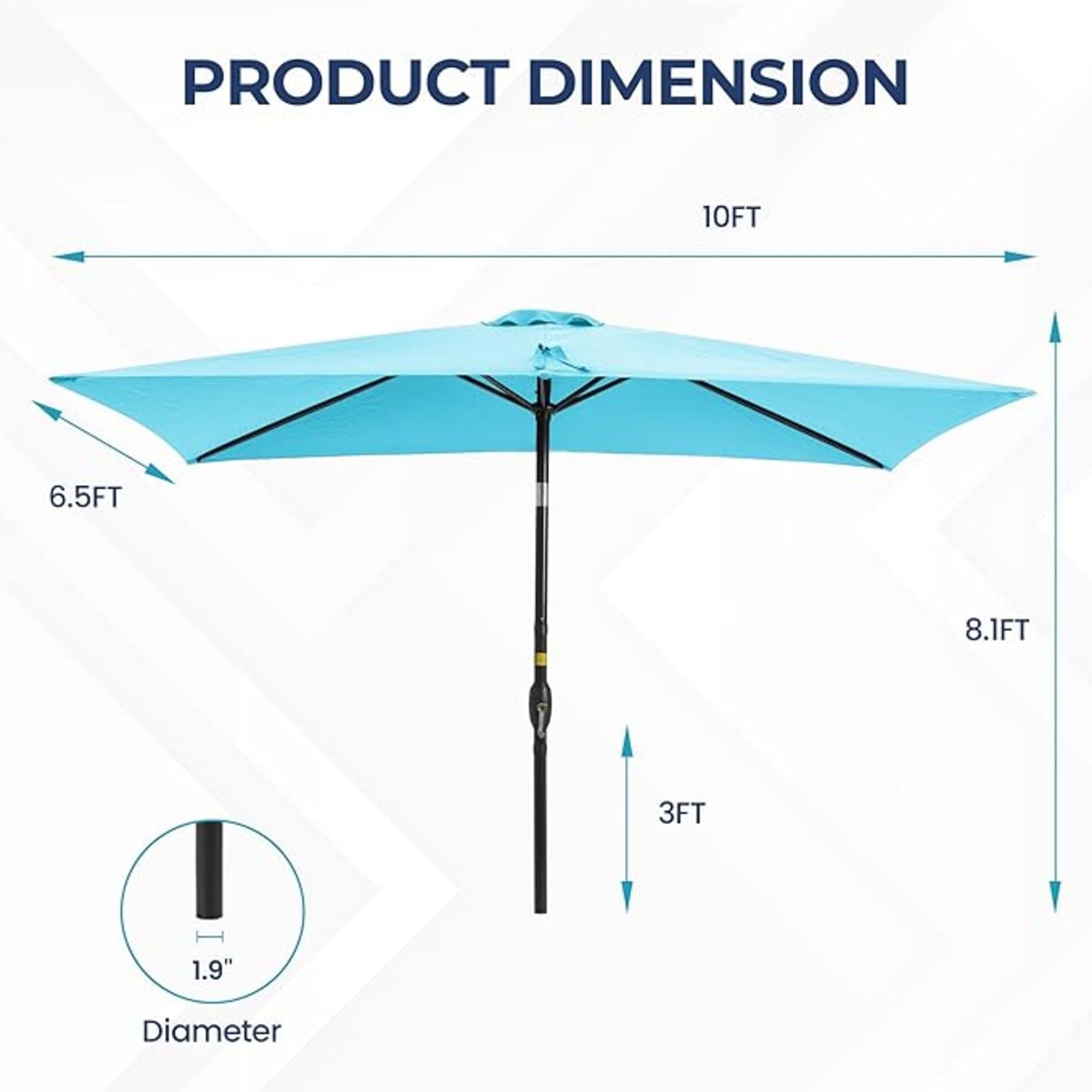 Rectangular Patio Umbrella With Crank Tilt, Polyester UV-Resistant Canopy by HouseOfZazla