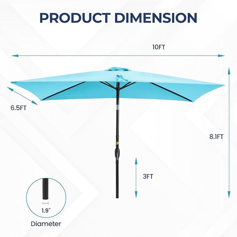 Rectangular Patio Umbrella With Crank Tilt, Polyester UV-Resistant Canopy by HouseOfZazla