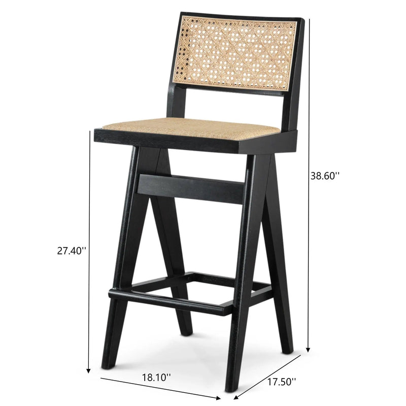 Keira - Bar Stool (Set of 2) - Black / Rattan by Unique Piece Furniture