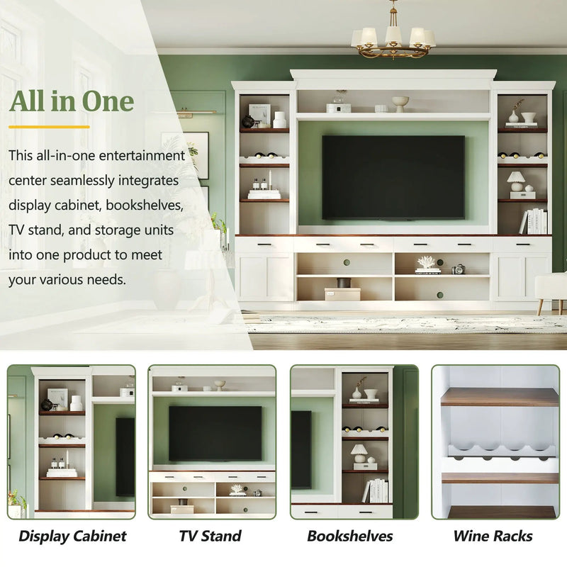 Farmhouse 4-Piece Entertainment Center with Bookshelf for TVs Up to 70" by HouseOfZazla