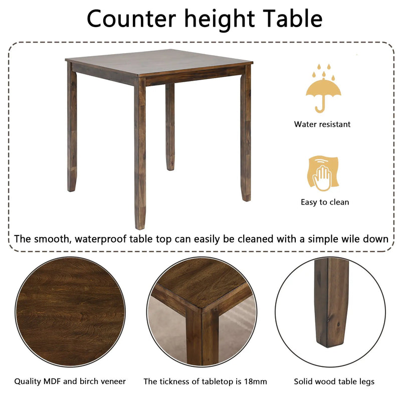5 Piece Dining Table Set, Wooden Dining Square Table Set For 4 by Unique Piece Furniture