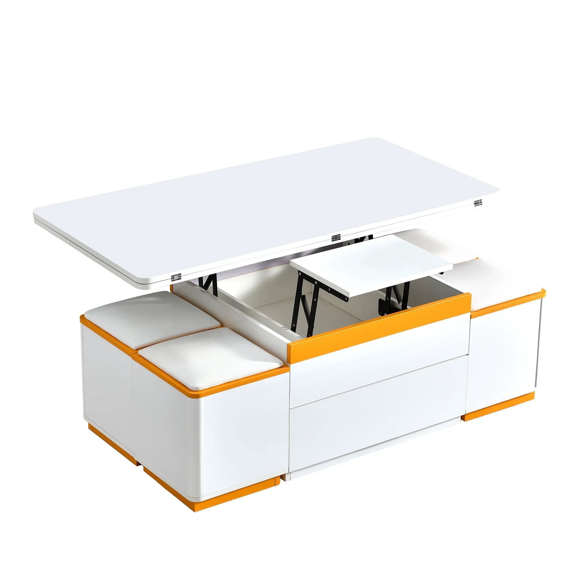 Lift Top Coffee Table With 4 Storage Stools by Unique Piece Furniture