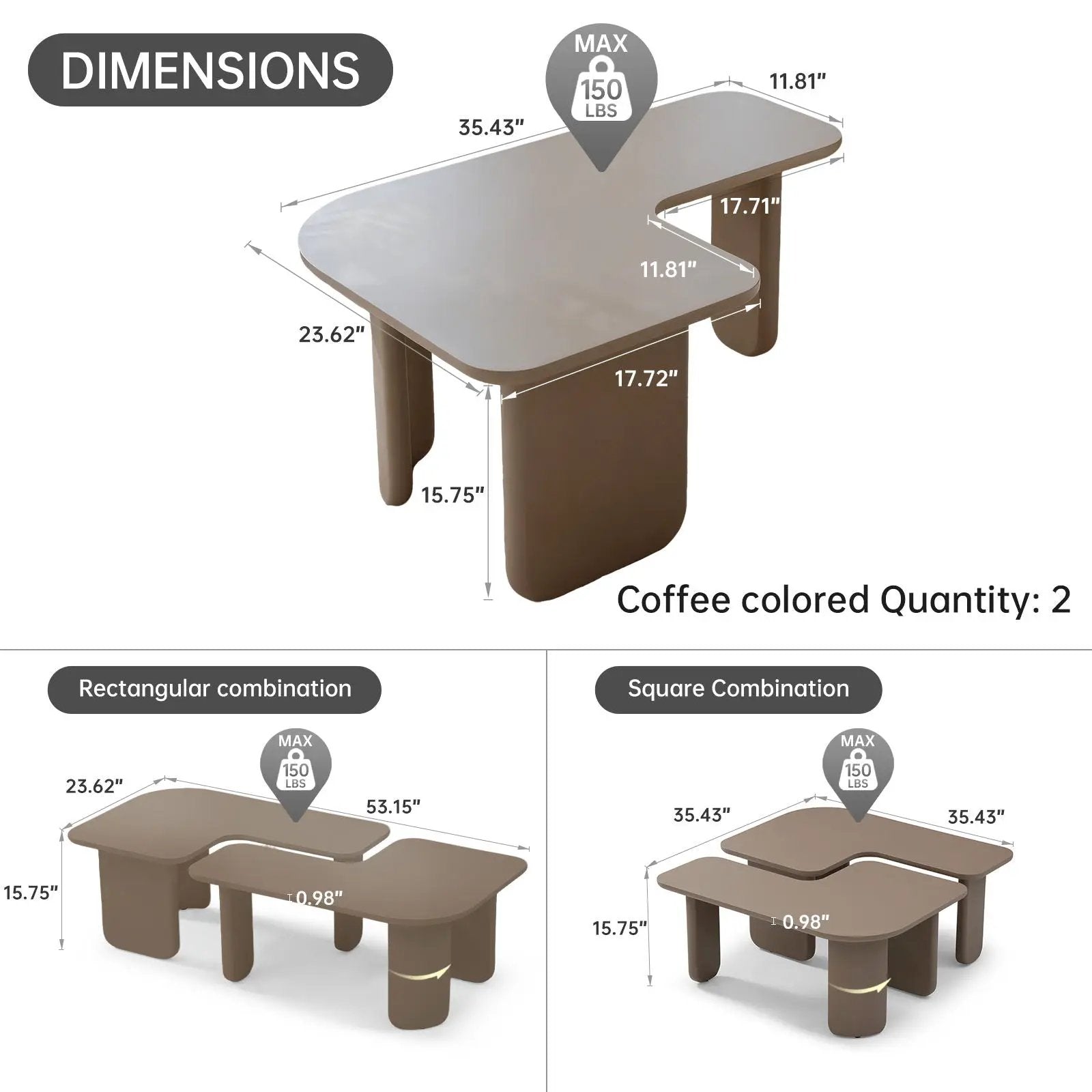 L-Shape Coffee Table For Living Room by HouseOfZazla