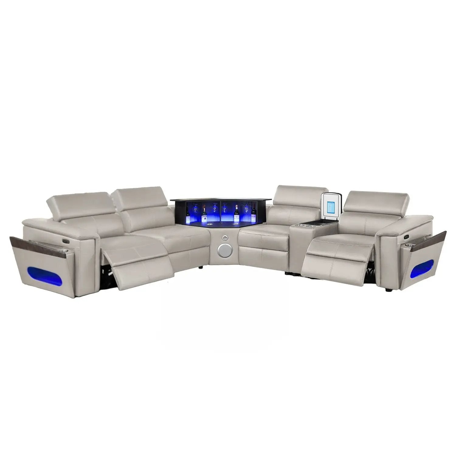 Nova - Sectional With Bluetooth Speaker, LED And Lifting Wine Cabinet by HouseOfZazla