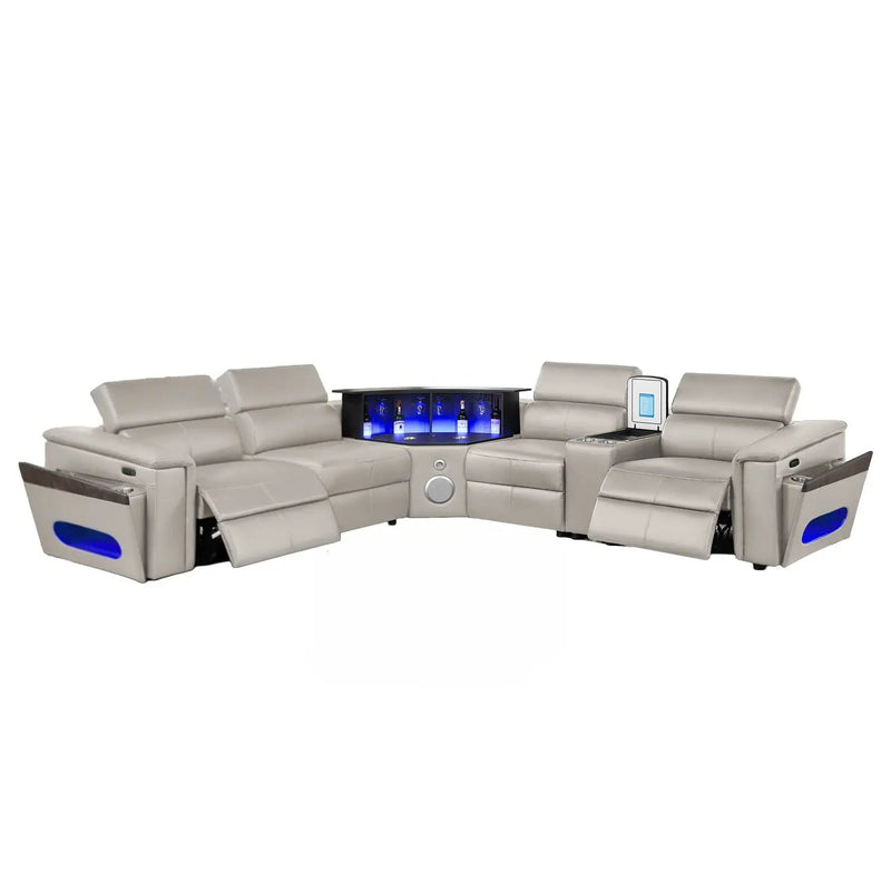Nova - Sectional With Bluetooth Speaker, LED And Lifting Wine Cabinet by HouseOfZazla