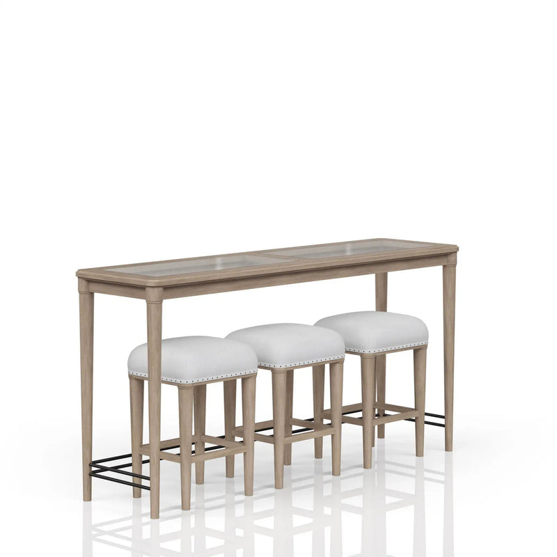 Glass Console Table With 3 Stools - Frosted by Unique Piece Furniture