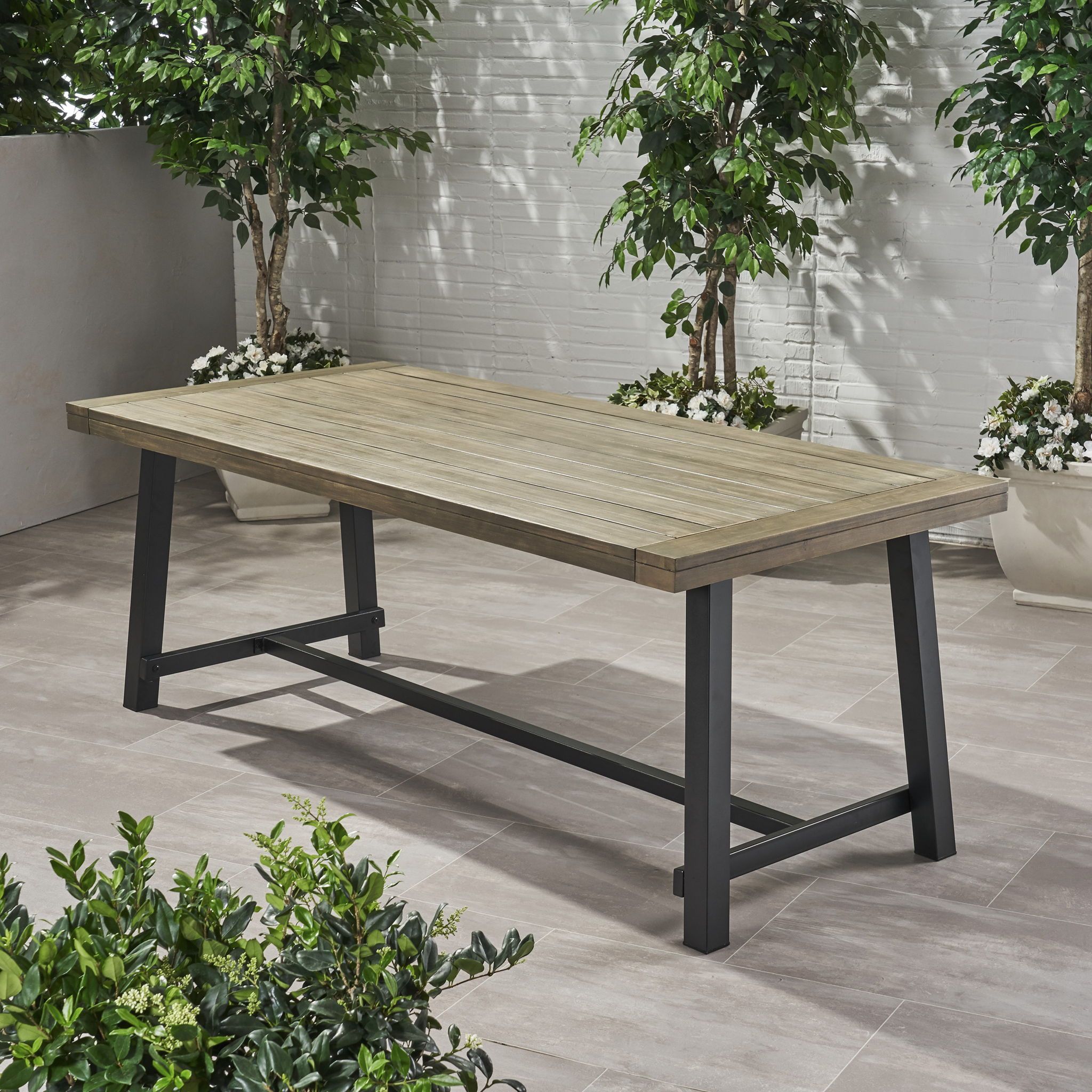 Outdoor Dining Table - Gray / Rustic Metal by HouseOfZazla