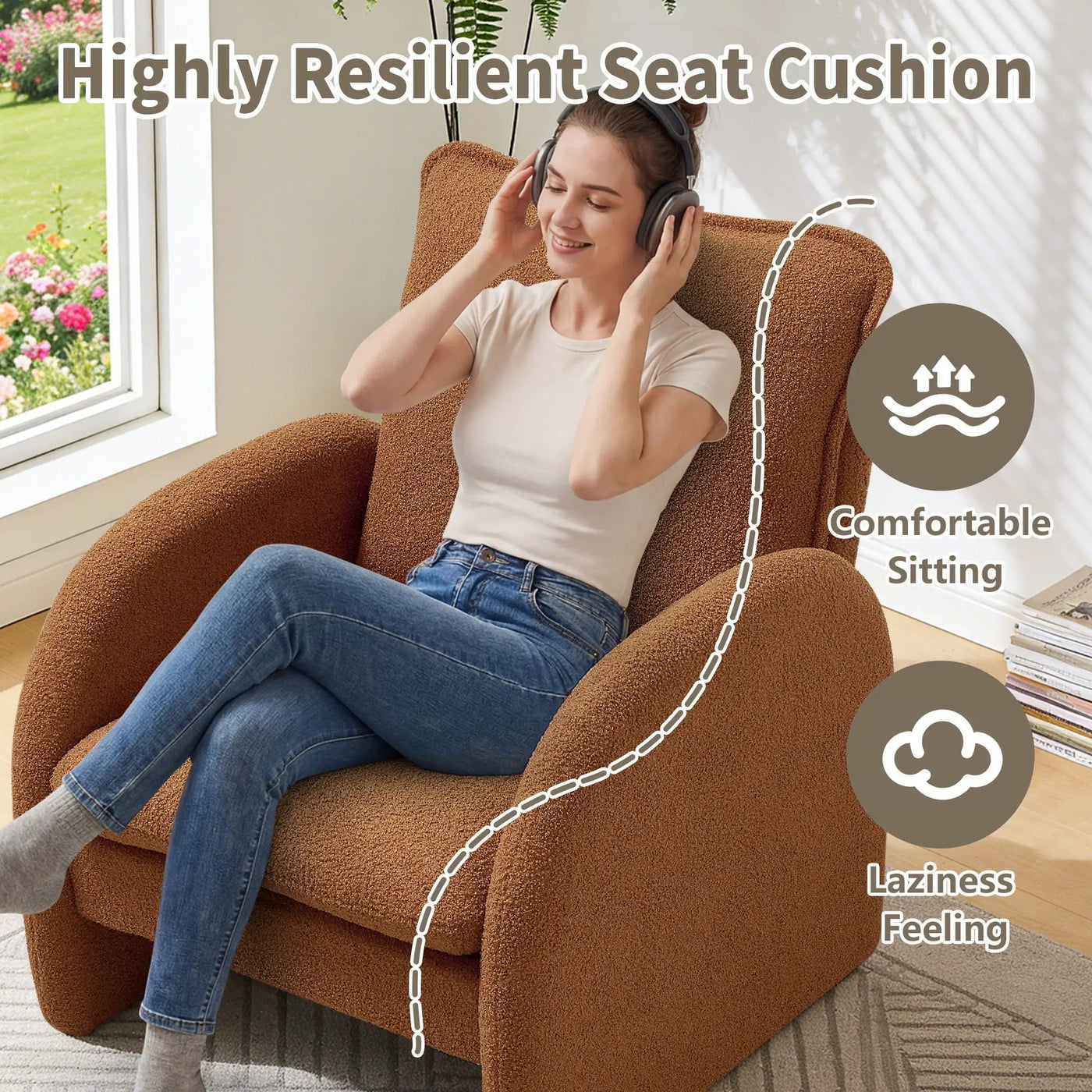 Modern Sherpa Upholstered Accent Chair, Comfortable Living Room Armchair, Lounge Chair For Bedroom, And Office by Unique Piece Furniture
