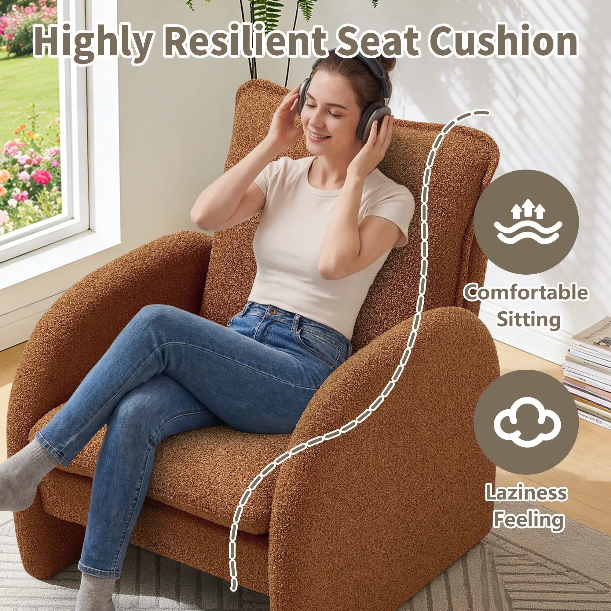 Modern Sherpa Upholstered Accent Chair, Comfortable Living Room Armchair, Lounge Chair For Bedroom, And Office by Unique Piece Furniture