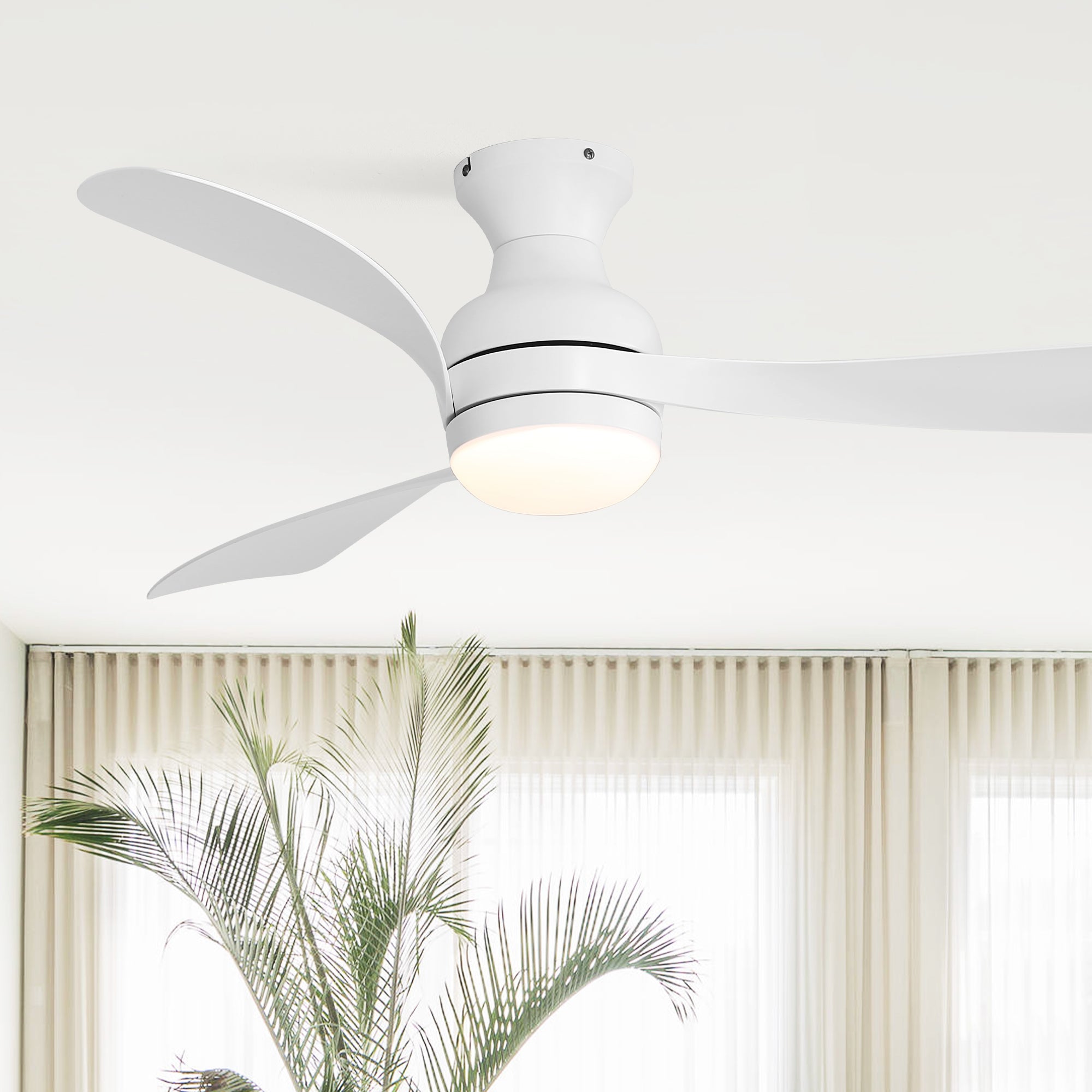 52" Low Profile Ceiling Fan with Lights, Quiet Reversible DC Motor, Dimmable LED by HouseOfZazla