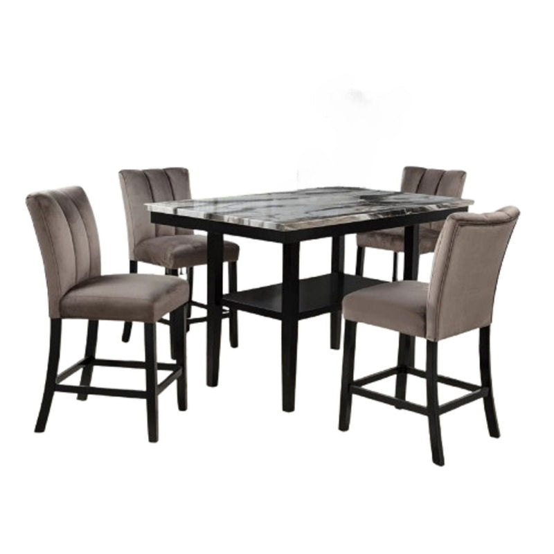 5 Piece Counter Dining Set With Table, Chairs - Black / Brown by HouseOfZazla