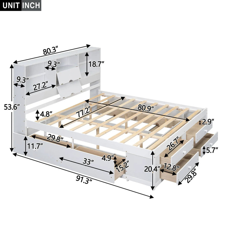 Platform Bed With Storage Headboard And 8 Drawers by Unique Piece Furniture