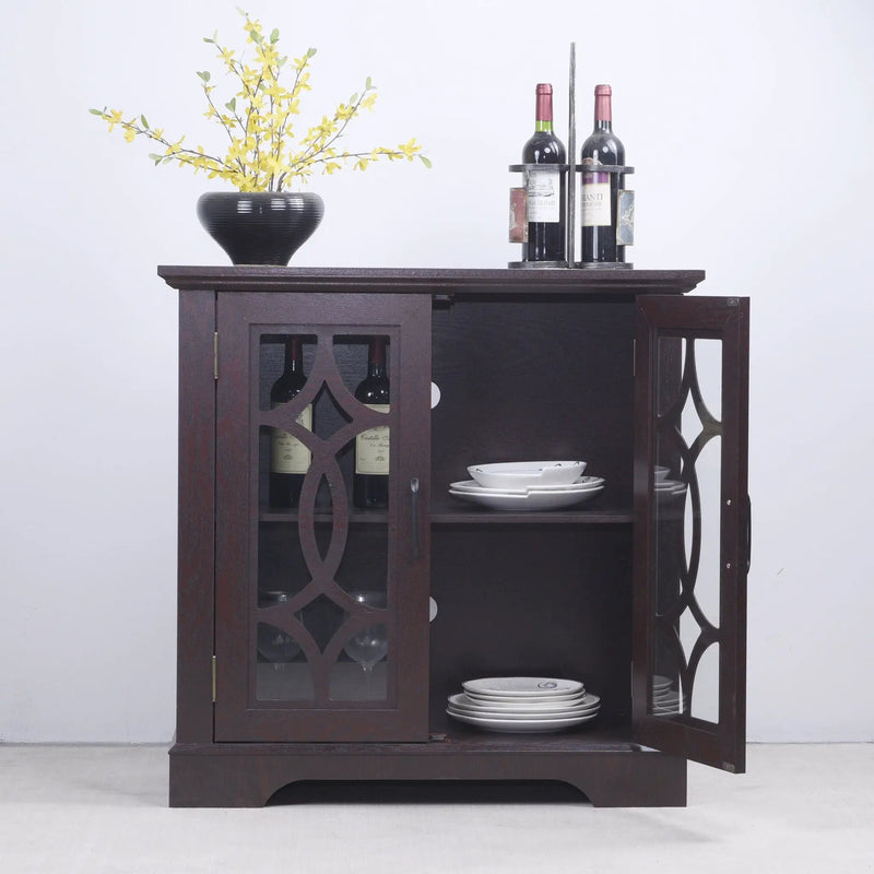 Modern Sideboard With Tempered Glass Doors - Ox Blood Red by HouseOfZazla