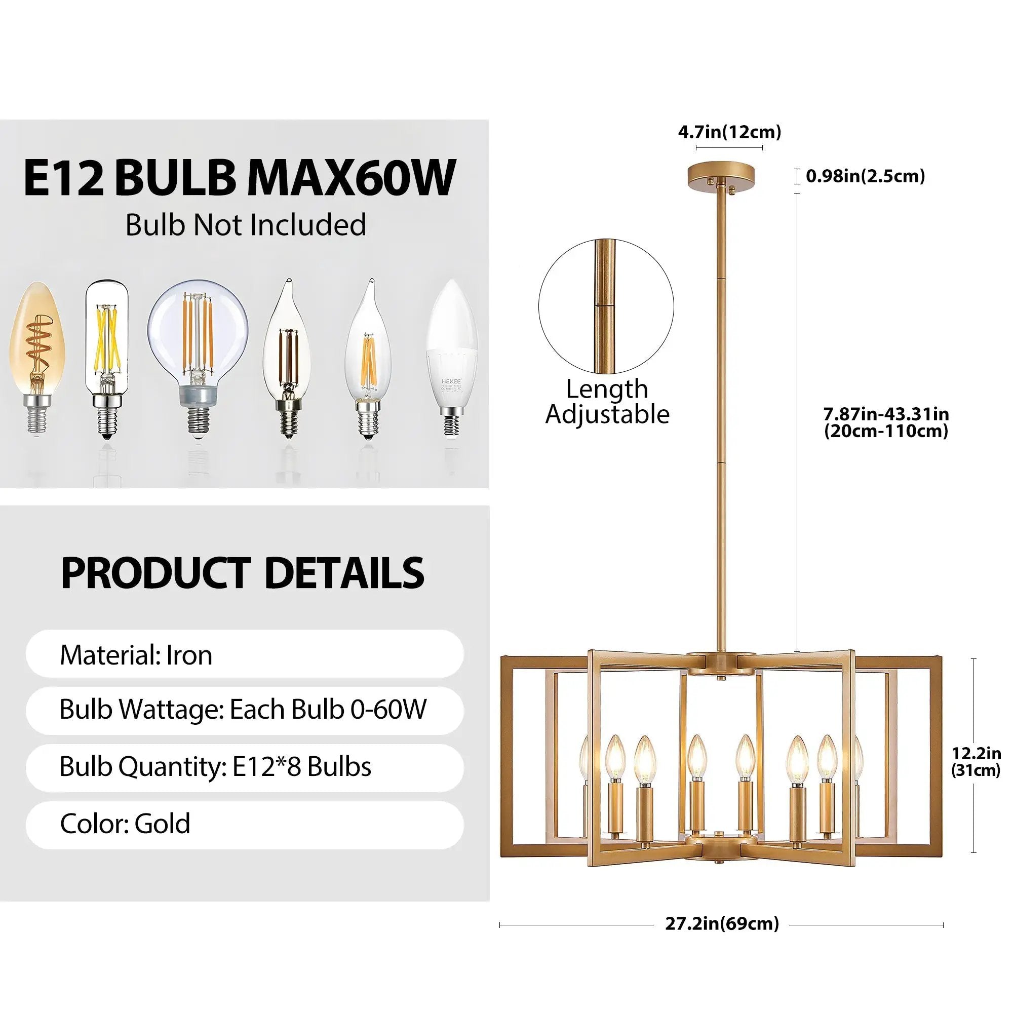 27' Modern Golden Geometric 8-Light Chandelier by HouseOfZazla