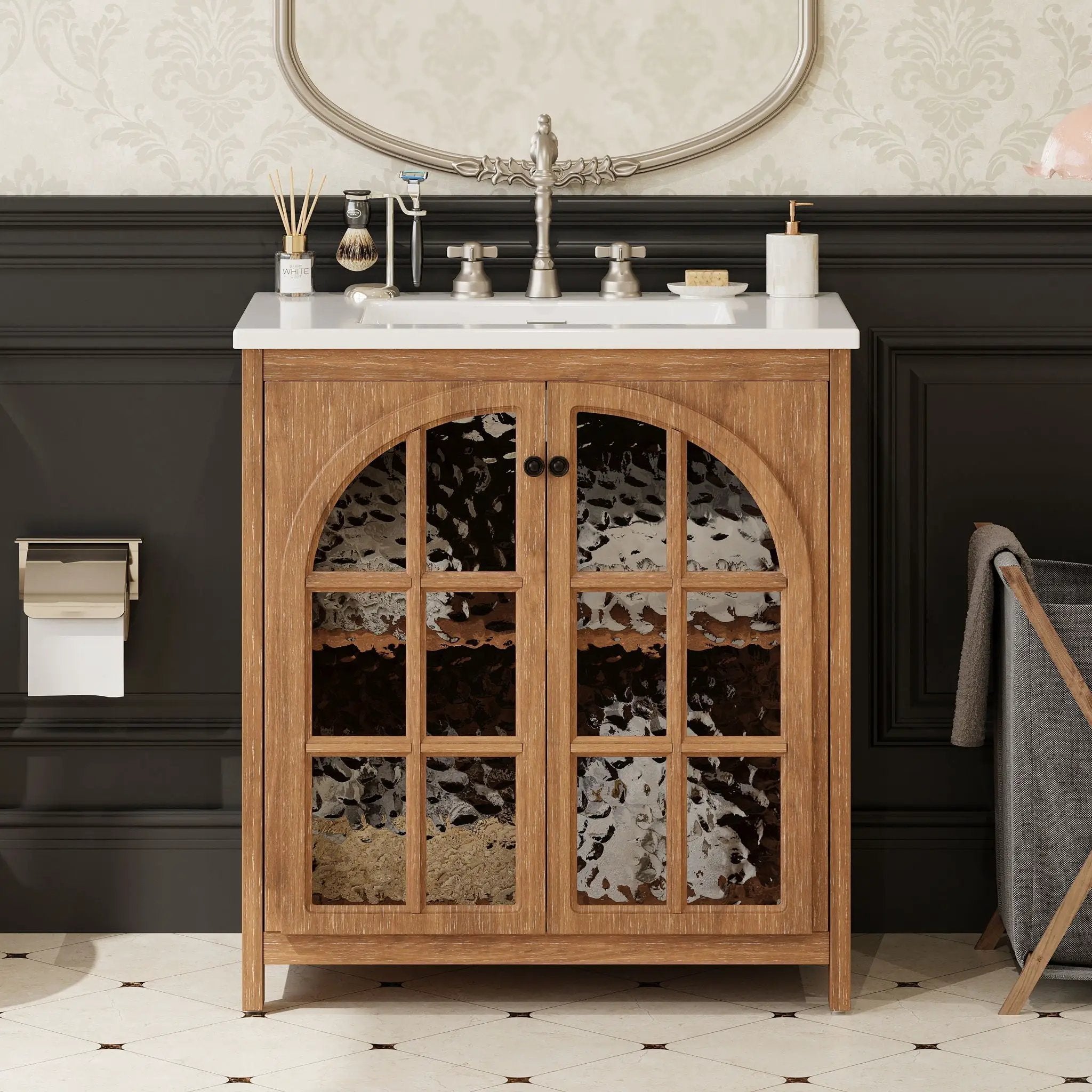 Vintage Farmhouse Bathroom Vanity with Ceramic Sink by HouseOfZazla