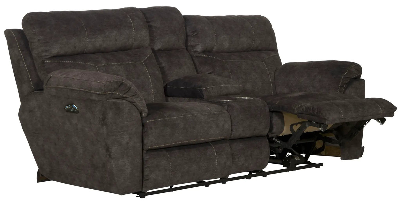 Sedona - Power Headrest Lay Flat Reclining Console Loveseat With Storage & Cupholders by Unique Piece Furniture