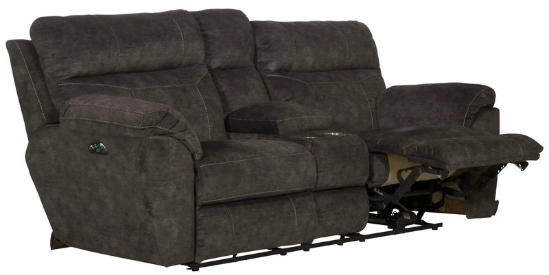 Sedona - Power Headrest Lay Flat Reclining Console Loveseat With Storage & Cupholders by Unique Piece Furniture