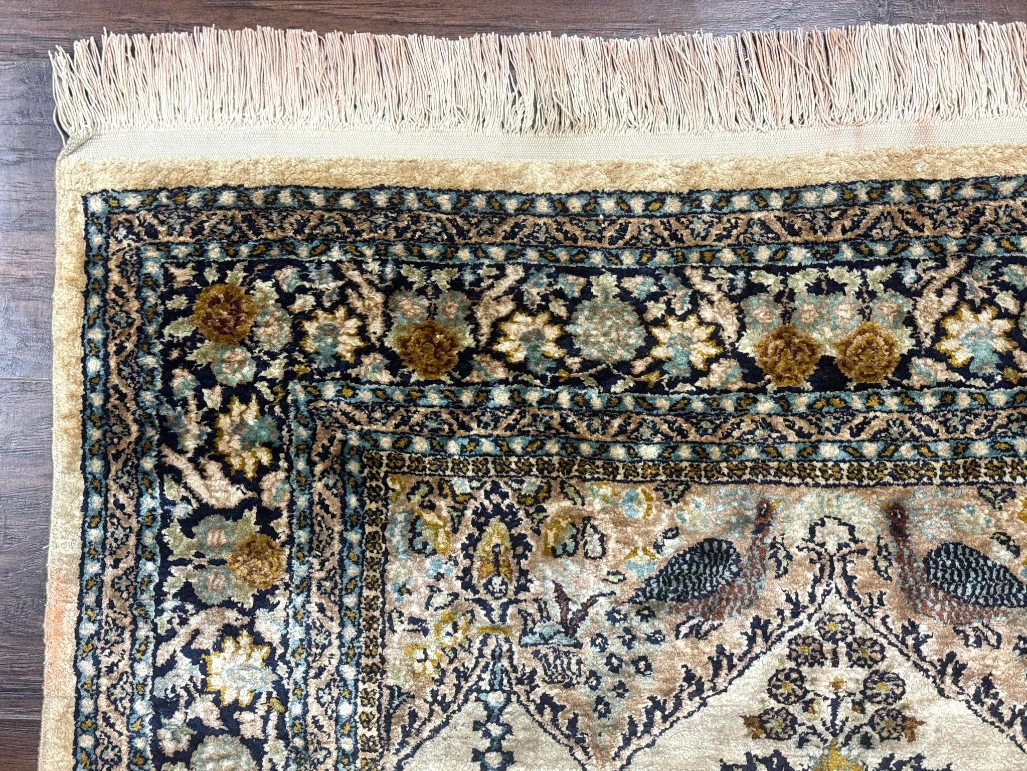 Silk Indian Kashmiri Rug 3x4, Very Fine 400 KPSI, Silk Prayer Rug, Handmade by Jewel Rugs