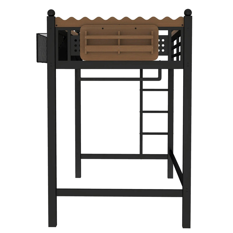 Twin XL Size Loft Bed with Ladders and Storage Shelves by HouseOfZazla