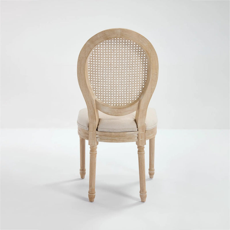 French Country Dining Chairs Set of 2 Upholstered with Rattan Back by HouseOfZazla