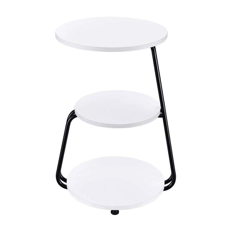 Hilly 3-tier Round Accent Side Table White and Black by Unique Piece Furniture