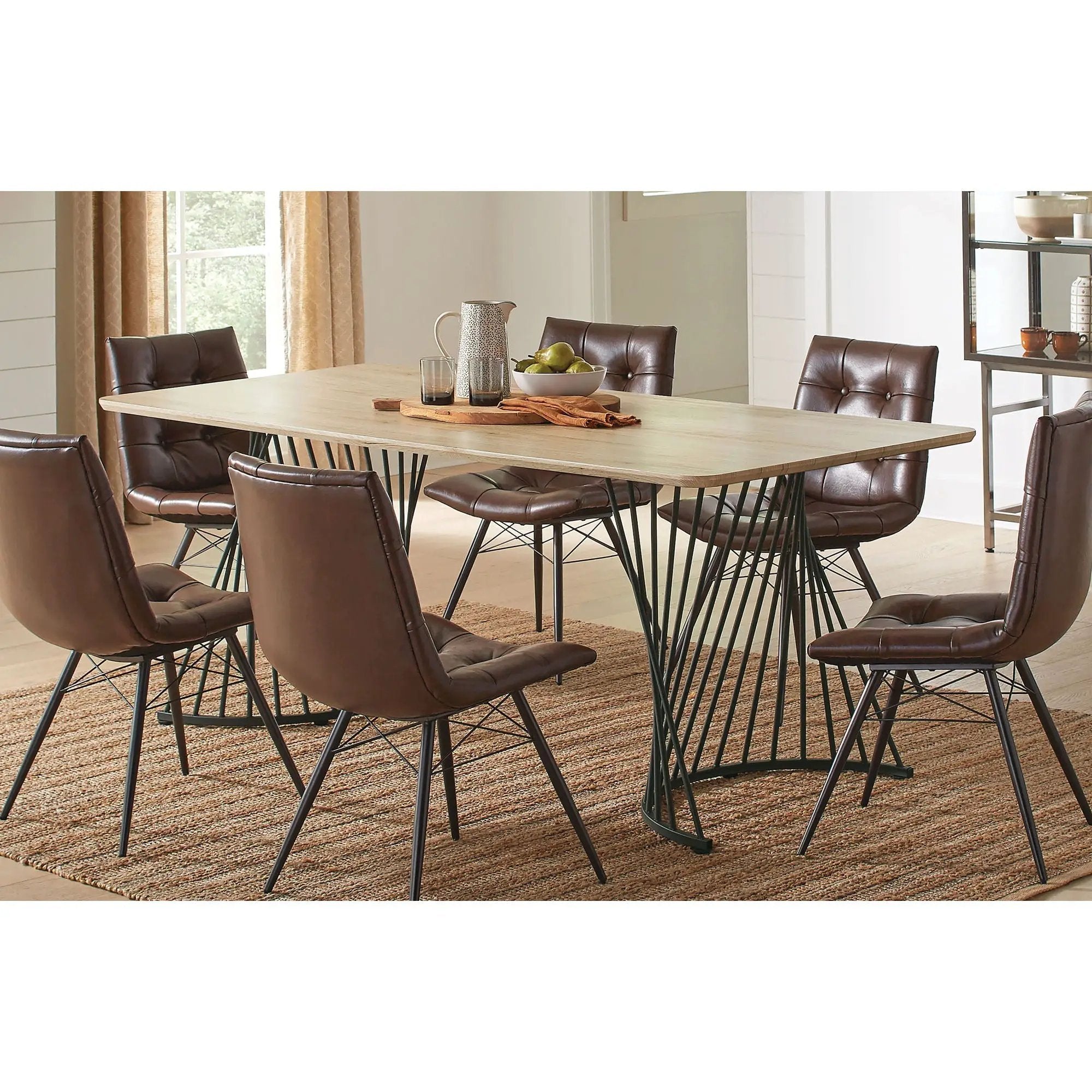 Galahan - Rectangular Dining Table With Twisted Pedestal Base - Oak by HouseOfZazla