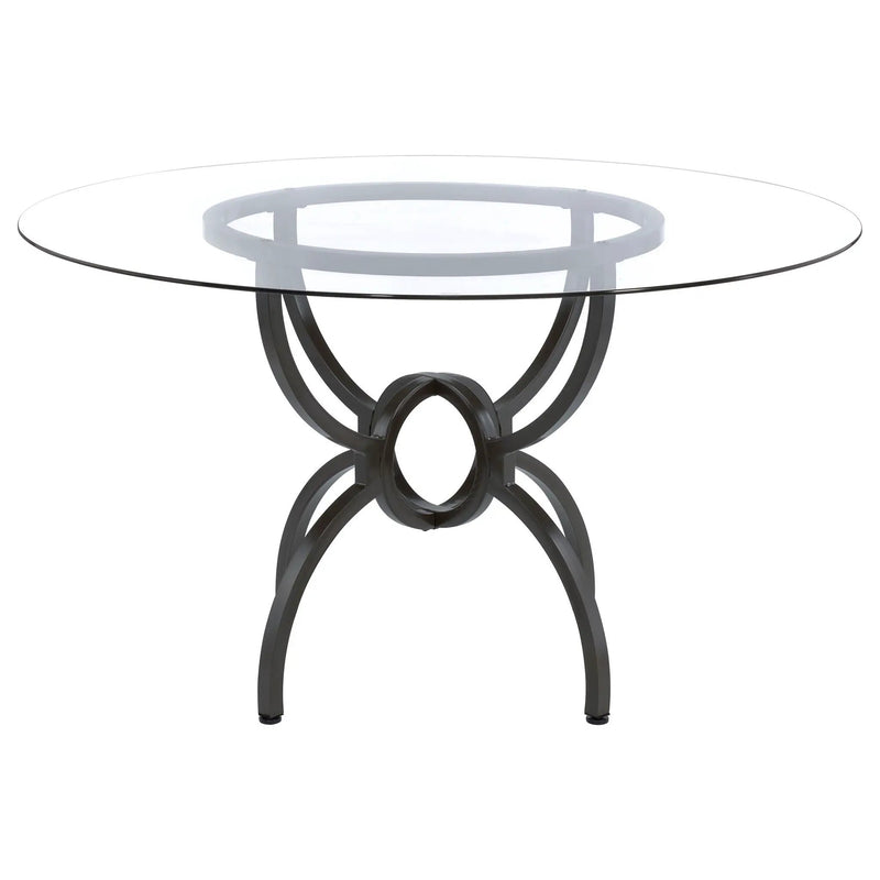 Aviano Round 48-inch Glass Top Metal Dining Table Gunmetal by Unique Piece Furniture