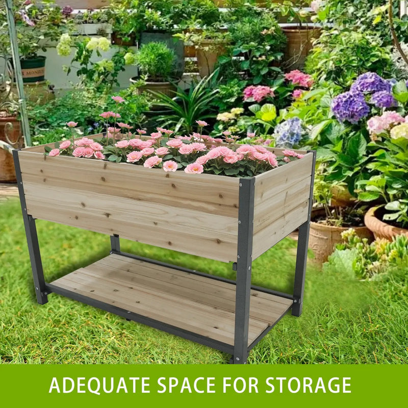 45" Iron-Wood Combined Growing Beds With Feet and Storage Racks by HouseOfZazla