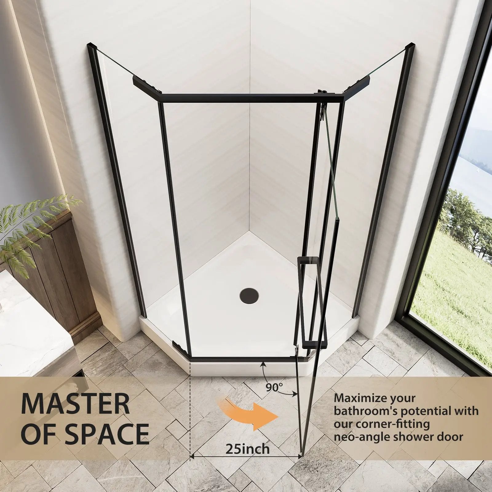 36"D x 36"W x 72"H Neo-Angle Shower Door by HouseOfZazla