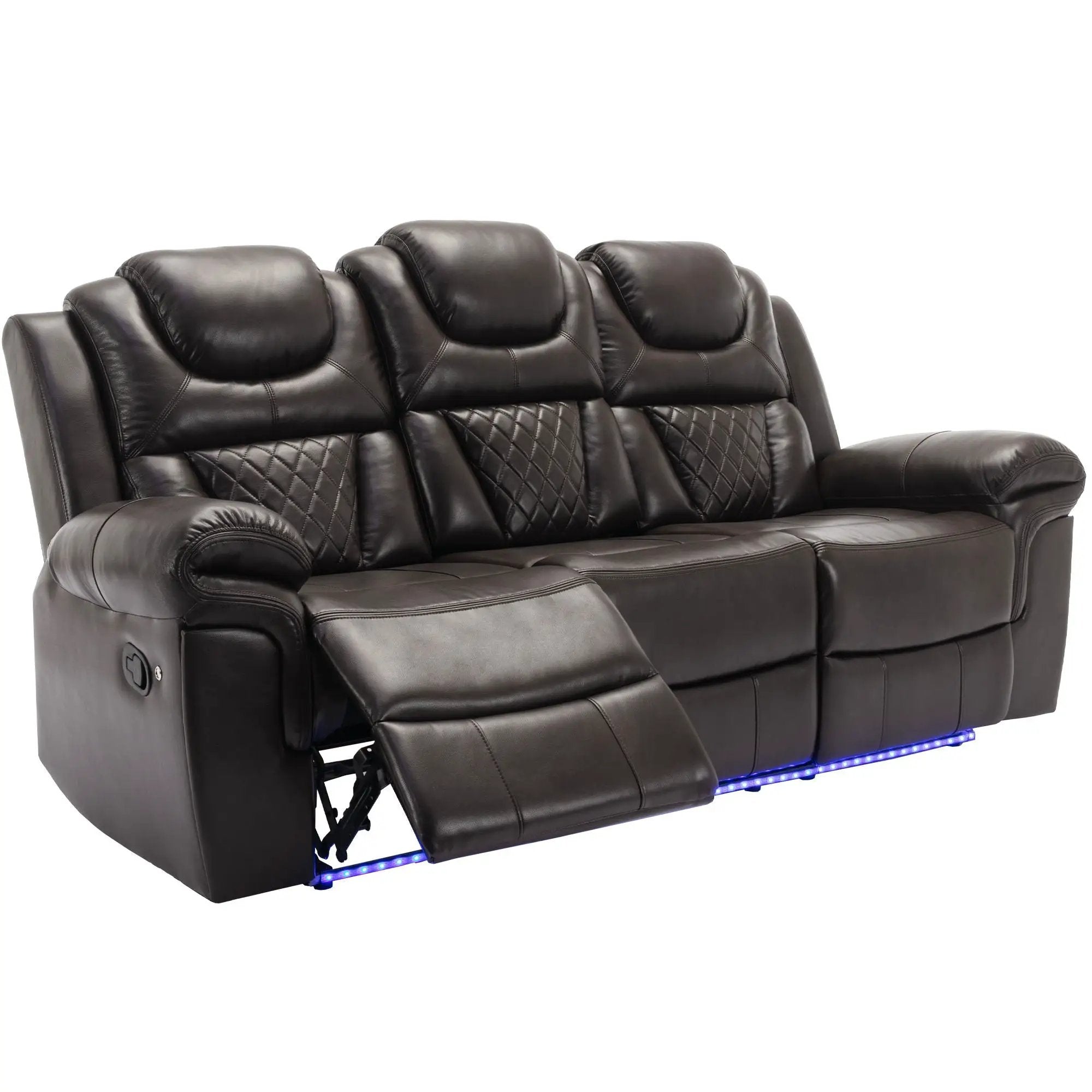 Home Theater Seating Manual Recliner Chair With Center Console And Led Light Strip For Living Room by HouseOfZazla