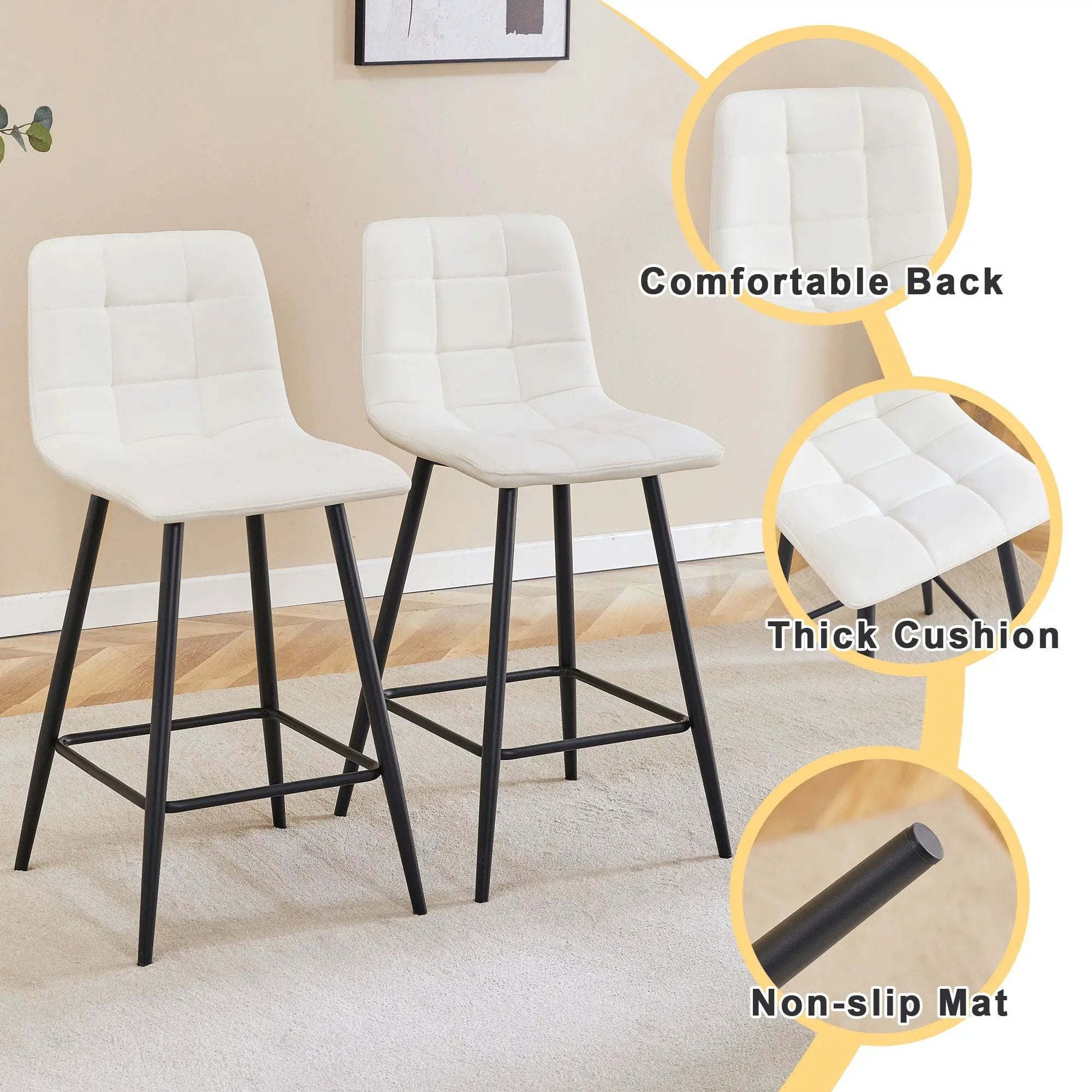 Bar Chair Set Comfortable With Metal Legs And Ergonomic Design by Unique Piece Furniture