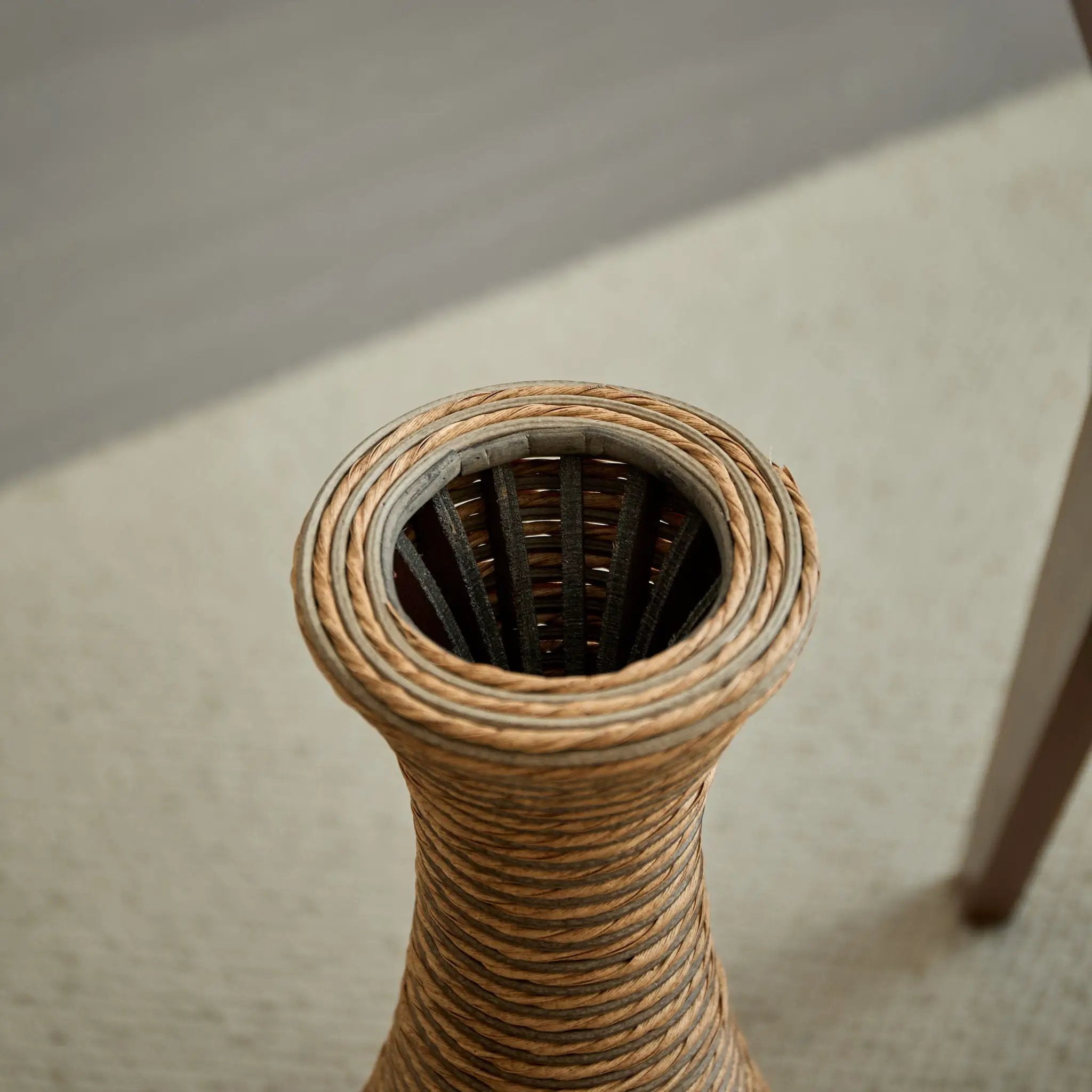 3 Piece Artificial Rattan Floor Vase Set Decorative Accent For Living Room, Hallway & Entryway, Ideal For Dried Or Silk Flower Arrangements - Beige by HouseOfZazla