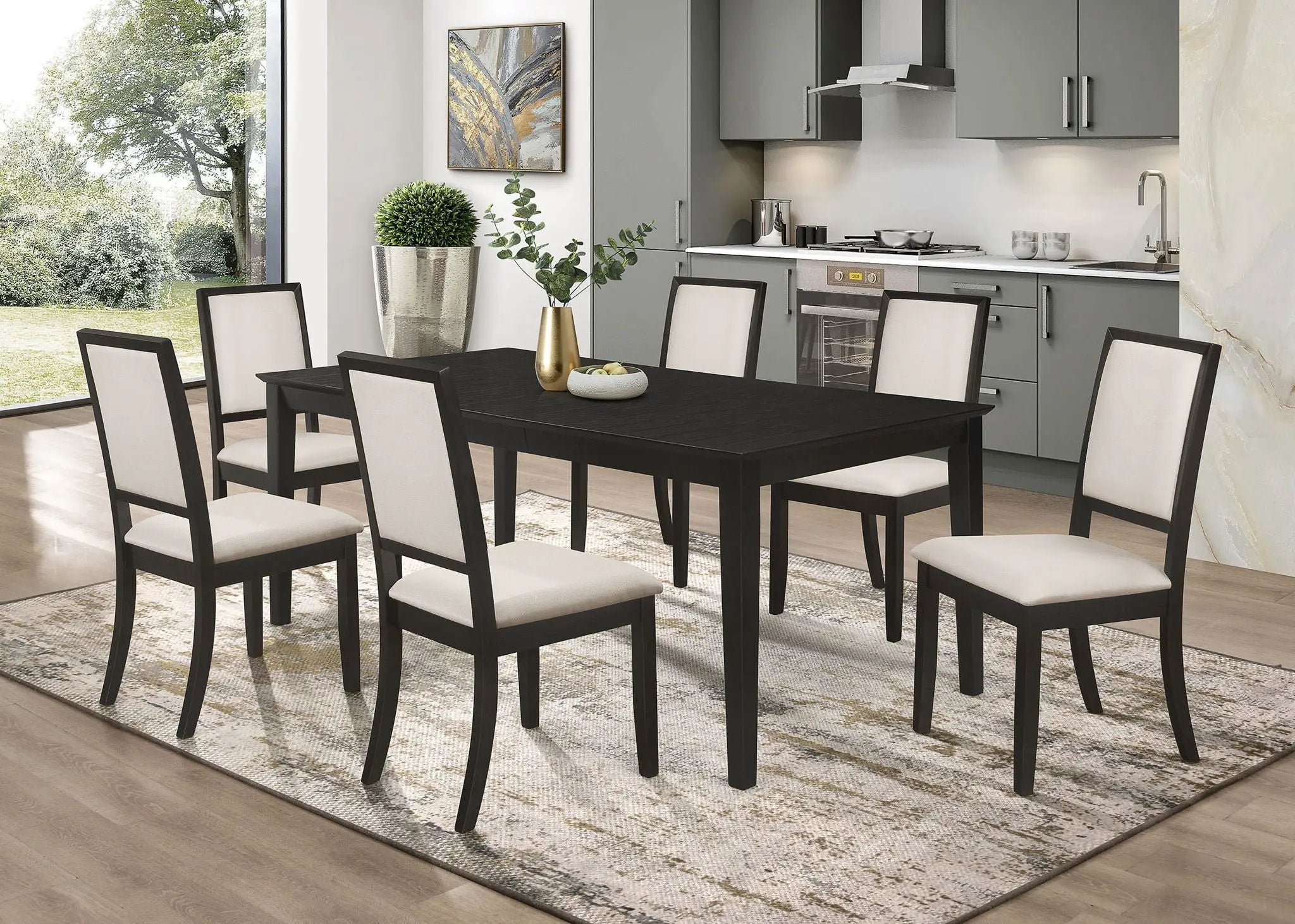 Louise 7-piece Rectangular Extension Leaf Dining Set Black by Unique Piece Furniture