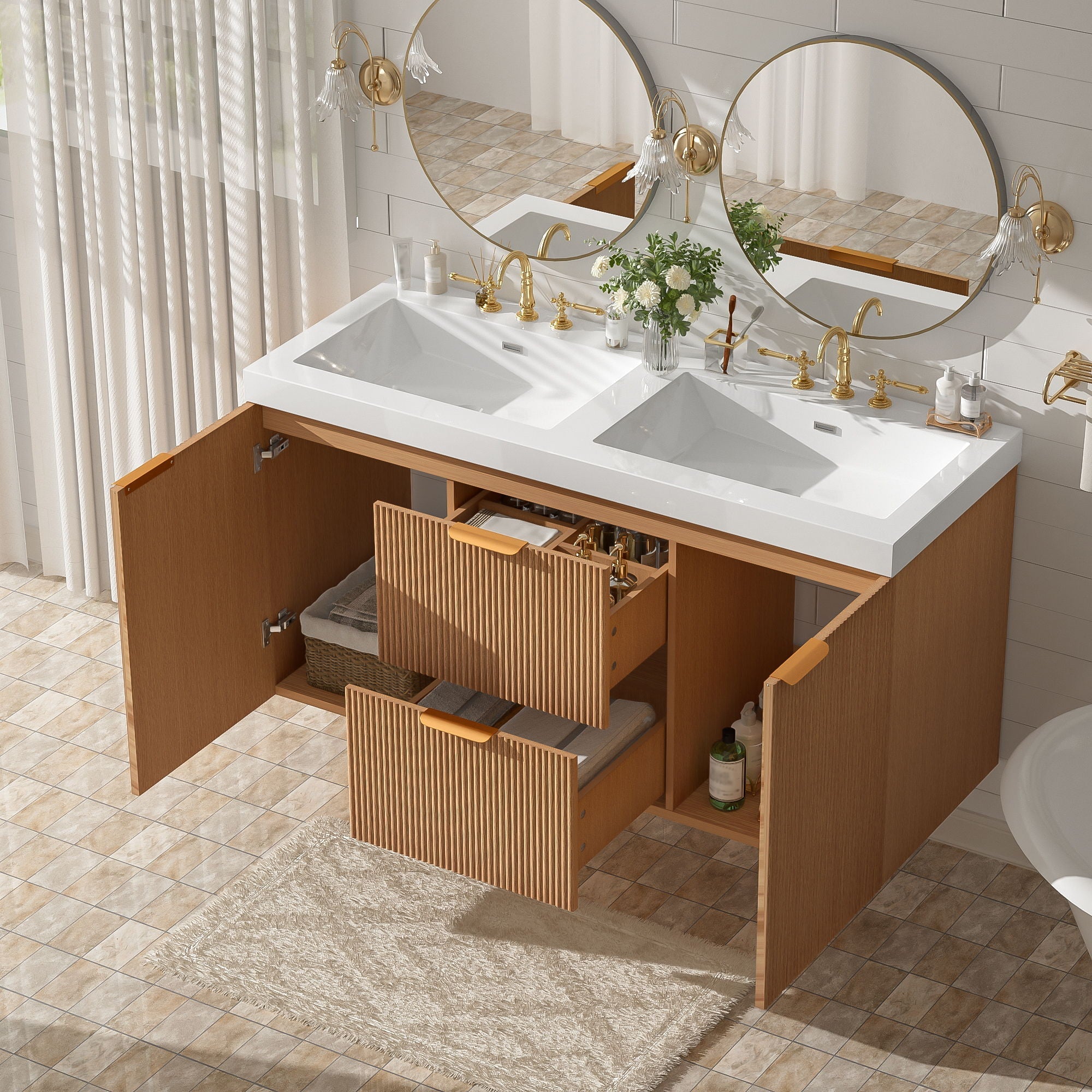 Modern Wall Mounted Bathroom Vanity, Soft Close Doors by Unique Piece Furniture