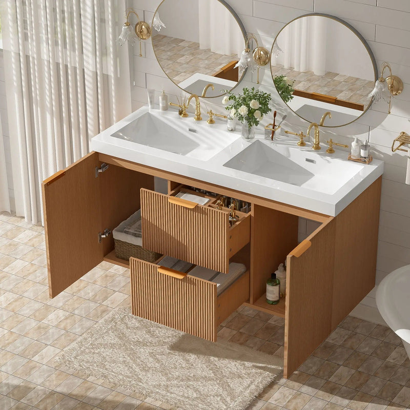 Modern Wall Mounted Bathroom Vanity, Soft Close Doors