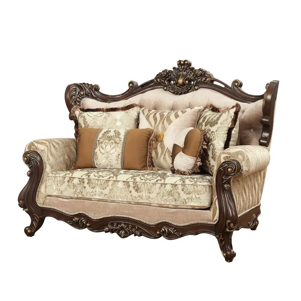 Shalisa - Loveseat With 5 Pillows (Same Lv01586) - Fabric & Walnut by Unique Piece Furniture