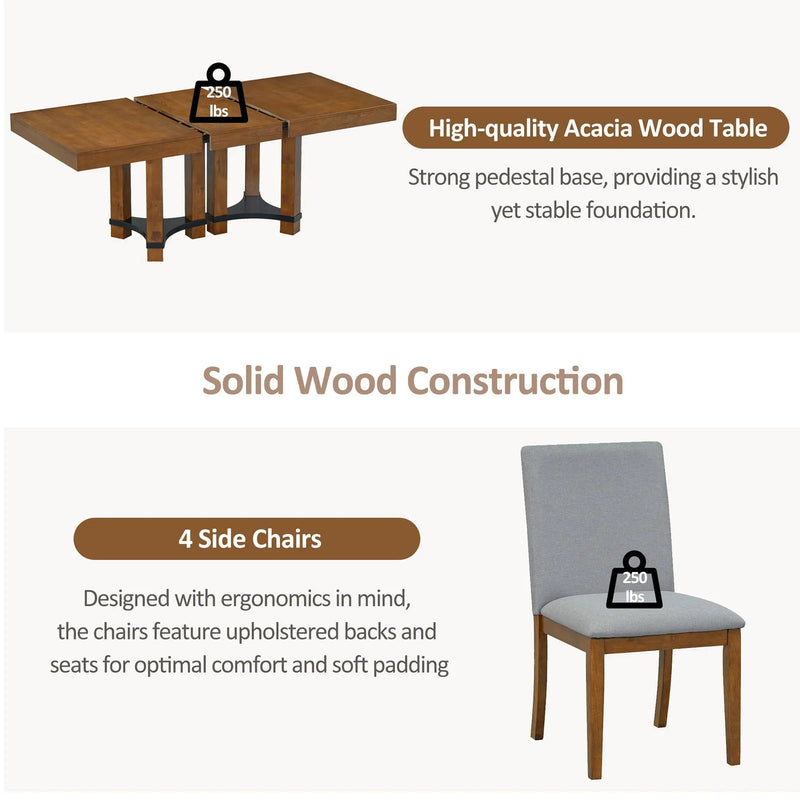 Topmax - 7 Piece Rustic Extendable Dining Table Set With Removable Leaf, 2 Arm Chairs And 4 Armless Chairs by Unique Piece Furniture