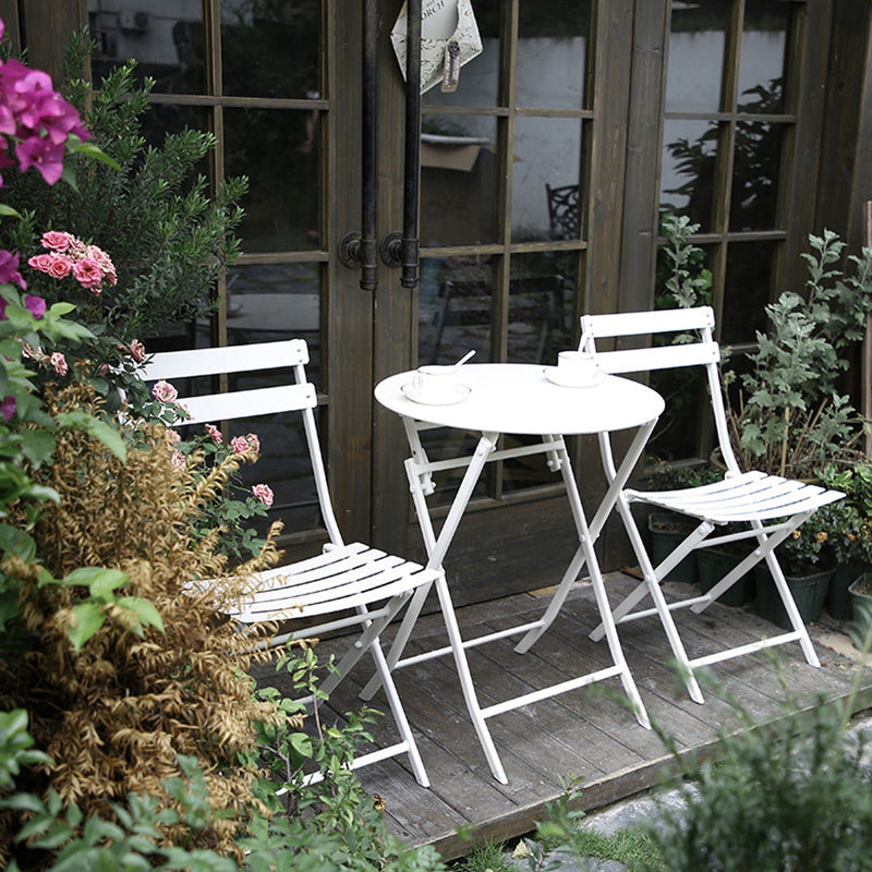 3 Piece Patio Bistro Set Of Foldable Round Table And Chairs by HouseOfZazla