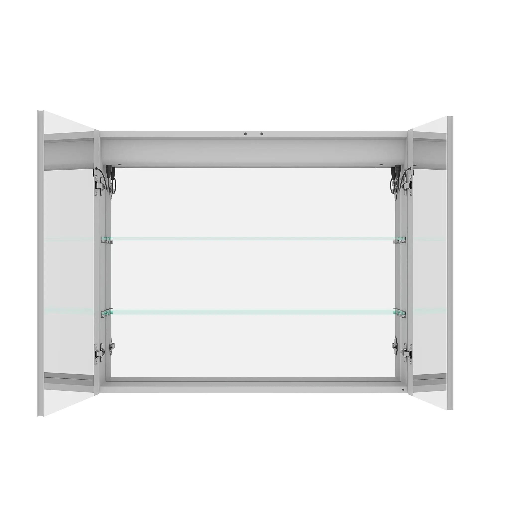 36" X 30" Medicine Cabinet With LED Vanity Mirror, Anti-Fog Recessed Or Surface Mount Bathroom Double Door Large Storage 3000K~6000K Bright Lighted Aluminum Storage Cabinet With Touch Switch - Silver by HouseOfZazla