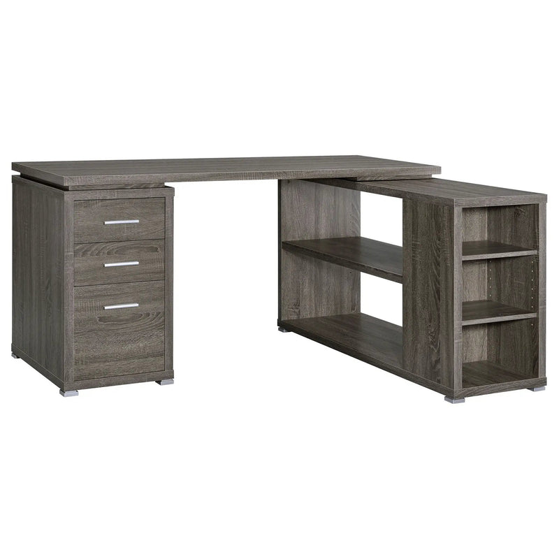 Tona - L-Shape Computer Desk With 3 Drawers And 5 Shelves by HouseOfZazla