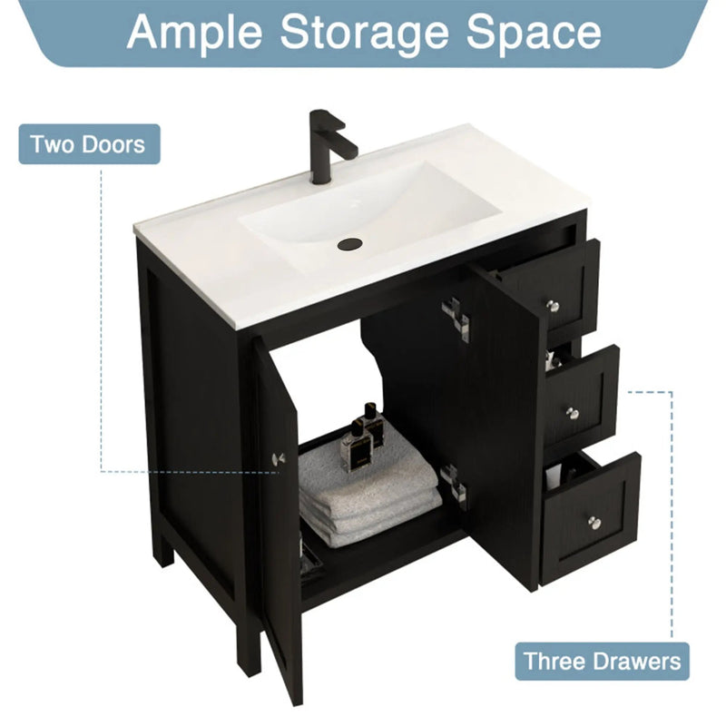 35.5" Modern Bathroom Vanity with Basin by HouseOfZazla