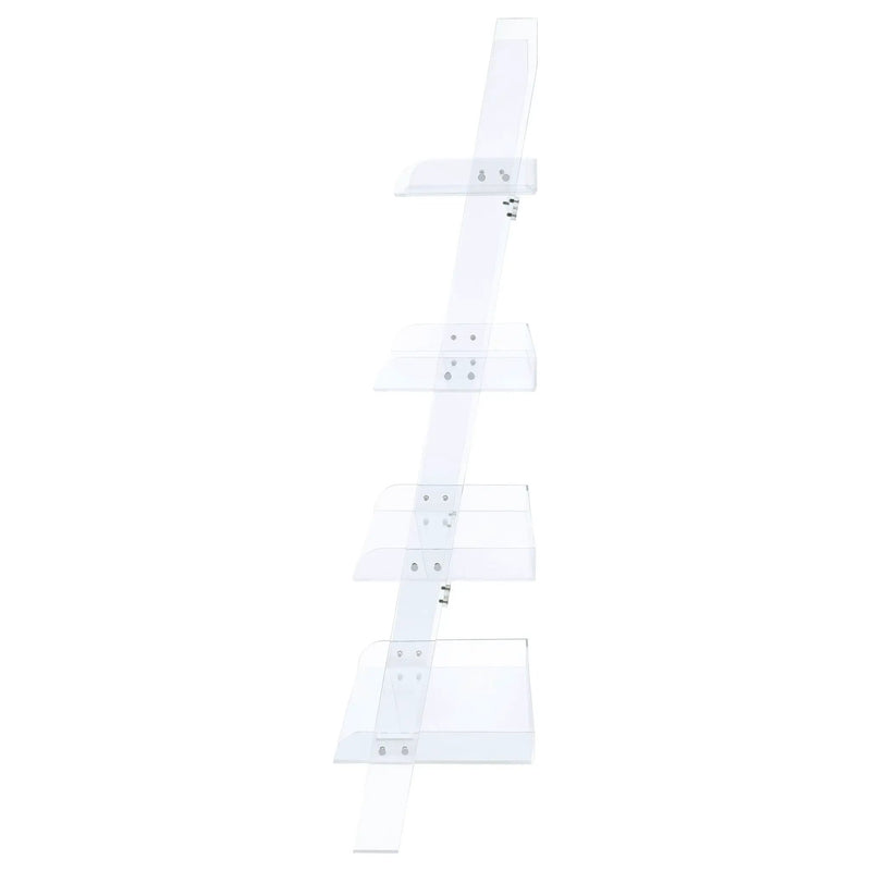 Amaturo 72-inch 4-shelf Acrylic Ladder Bookshelf Clear by Unique Piece Furniture