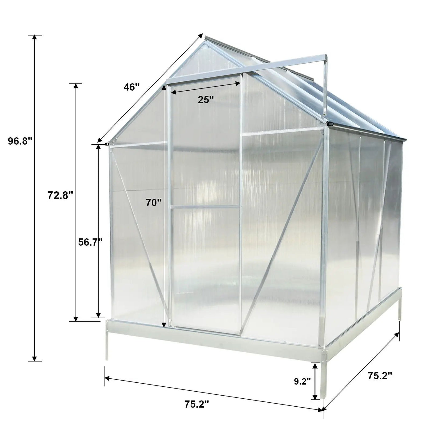 Polycarbonate house, Heavy Duty Outdoor Aluminum Walk-In House Kit With Rain Gutter, Vent And Door For Backyard Garden by HouseOfZazla
