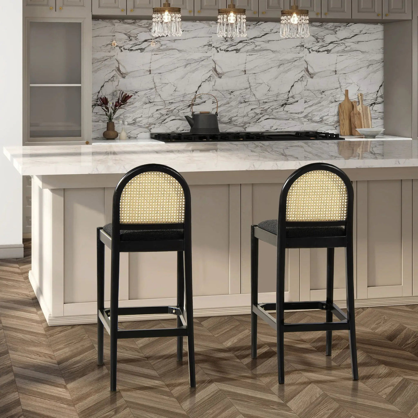 Panama - Curved Back Cane Bar Stool (Set of 2) by Unique Piece Furniture
