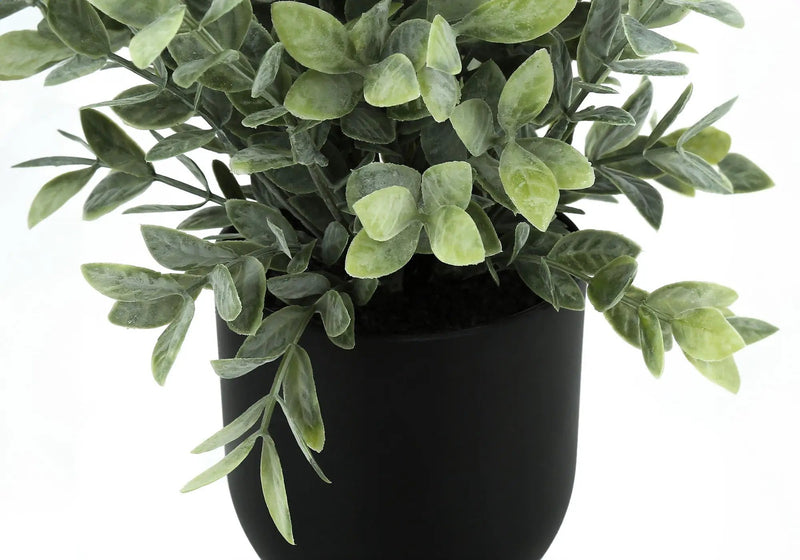 11" Tall, Artificial Plant, Eucalyptus Grass, Indoor, Faux, Fake, Table, Greenery, Potted, Decorative (Set of 2) - Green / Black by Unique Piece Furniture